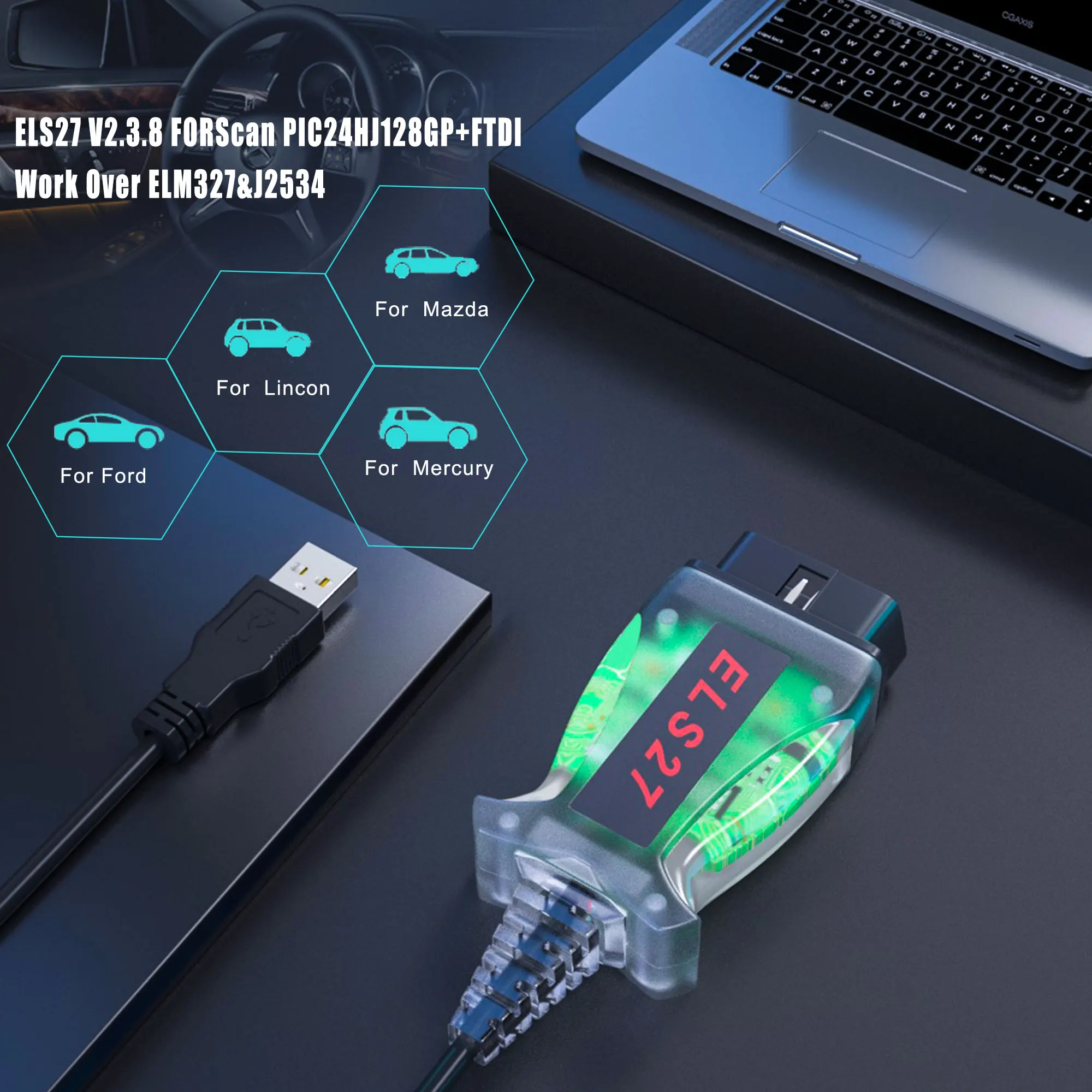 2020 OBD2 ELS27 FORScan PIC24HJ128GP + микрочип FTDI для Mazda/Lincoln/Mercury разработанный на ELM327 & J2534 ELS