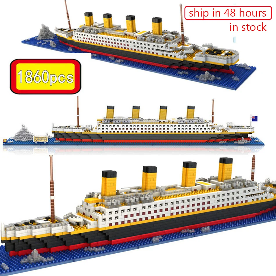 

1860pcs RMS Titanic Model Large Cruise Ship/Boat 3D Micro Building Blocks Bricks Collection DIY Toys for Children Christmas Gift