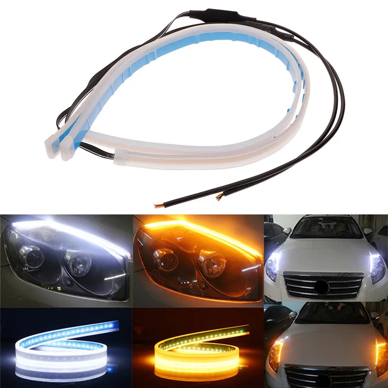 

2Pcs 60cm Flexible Flowing Low Consumption High Bright Durable LED Car Headlight Turn Signal Brake Daytime Running Lights#290901
