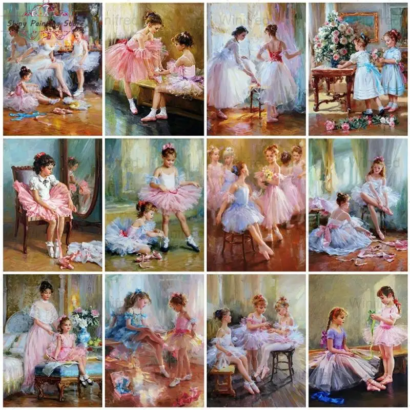 

Ballet Girls DIY Diamond Painting Cross Stitch Kit Girl Portrait Picture Mosaic Diamond Embroidery Handmade Gift Home Decoration