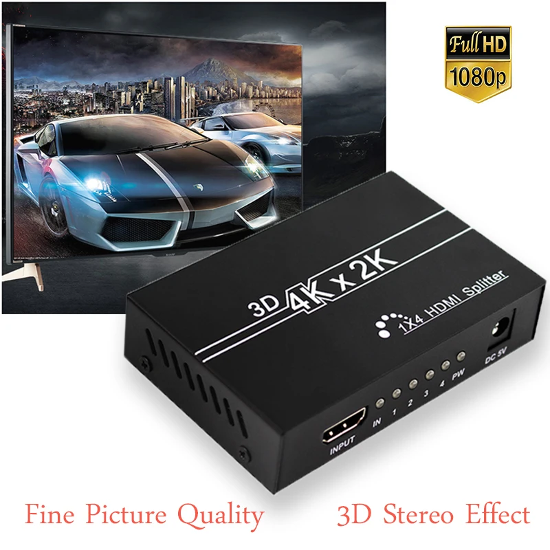 Full HD 1080P HDMI сплиттер 1x4 HDMI 1HDMI К 4 HDMI 1 в 4 Выход HDMI дистрибьютор с блоком питания для HDTV, DVD плеера, PS4 и т. Д
