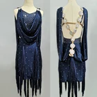 Латинские танцевальные платья для танцев женские Стразы бахромой платье с низким вырезом на спине для выпускного вечера вечерние показать латинский танец костюм платье для девочек BL5380