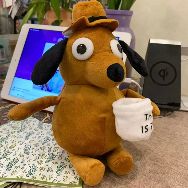 

25cm This Is Fine Dog Plush Toy Soft Cute Plushie Plush Dog Animals Stuffed Dolls Birthday Christmas Gift Toy for Children