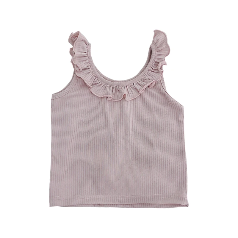 Pink Babyinstar/Новинка; летние модные майки и кофточки; дизайнерский жилет с оборками; футболки для девочек; детская одежда для малышей; топы для детей; футболки - Цвет: Pink