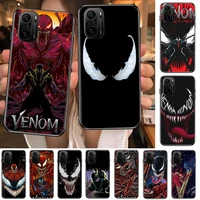 marvel venomel phone case for xiaomi redmi poco f1 f2 f3 x3 pro m3 9c 10t lite nfc black cover silicone back prett mi 10 ultra c