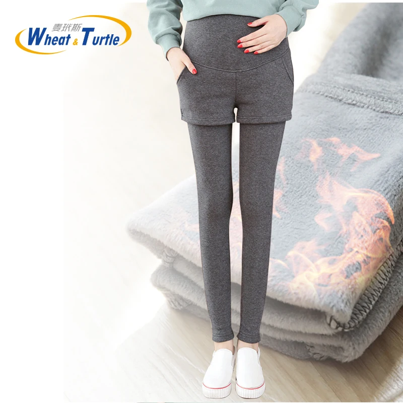 Enlarge Super Warm Winter Legging Pants For Pregnant Women Thicken Velvet Maternity Leggings Winter Clothing For Pregnancy Pencil Pants