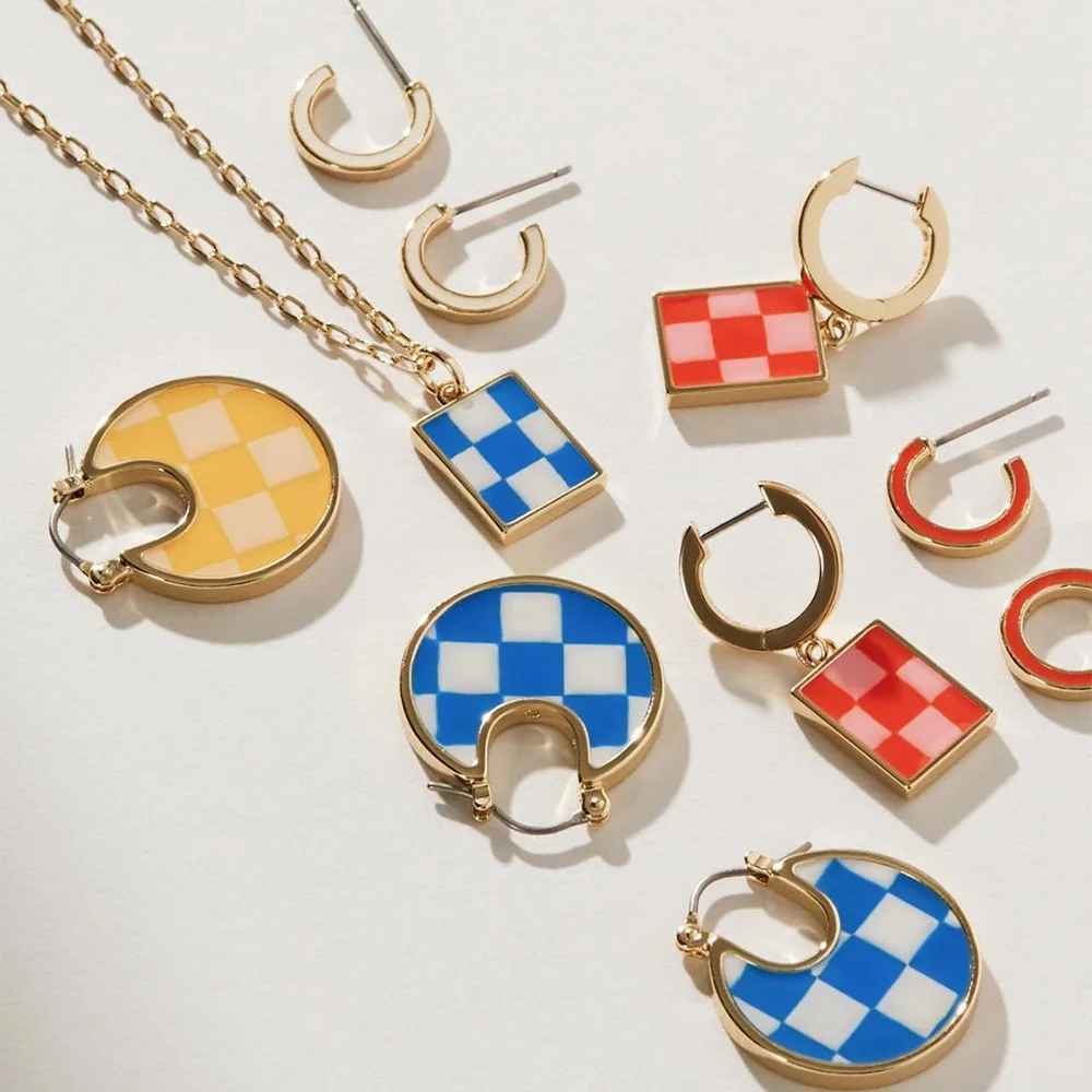 

Korean Creative Color Checkerboard Checkered Pendant Earrings Eardrops Women's Ears Ornaments Jewelry Accessories Birthday Gifts