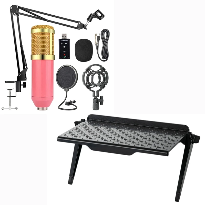 RISE-Bm800 Professional Подвеска для микрофона Kit (розовый + золотой) и стеллаж хранения