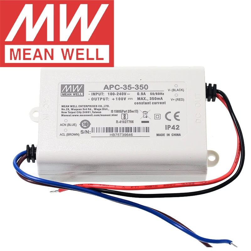 

Original Mean Well APC-35 Series meanwell 350mA/500mA/700mA/1050mA Constant current 35W Single Output LED Switching Power Supply