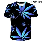 2021 летняя футболка с 3D принтом сорняков зеленых листьев, мужская и женская футболка с коротким рукавом, модные топы, Детские футболки для мальчиков и девочек 1106XL