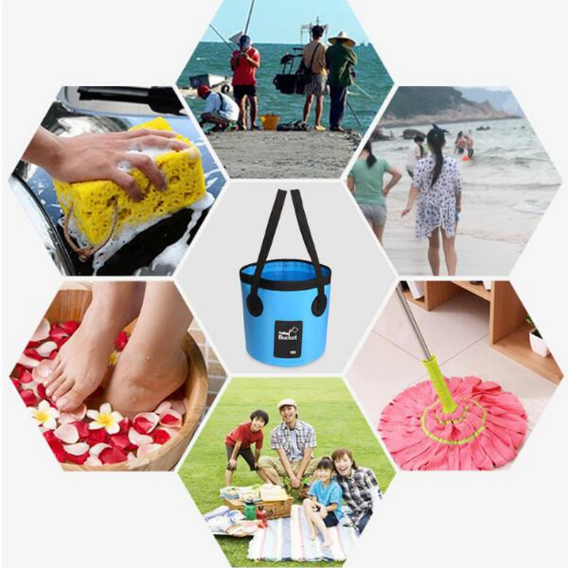 

Collapsible Bucket Outdoor Travel Picnic Fishing Buckets Box Car Wash Waterproof Water Bag Container Auto Storage Carrier Bucket