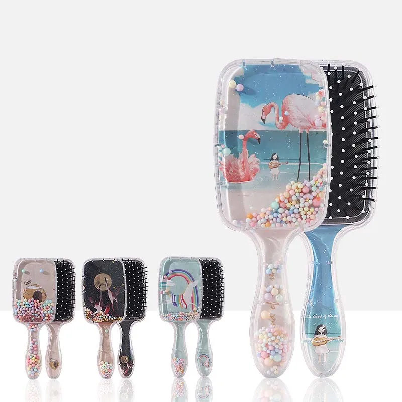 

Cartoon Rainbow Hair Brush Print Comb Transparent Air Bag Massage Hair Brush Anti-knotted Reduce Hairloss Hair Brush