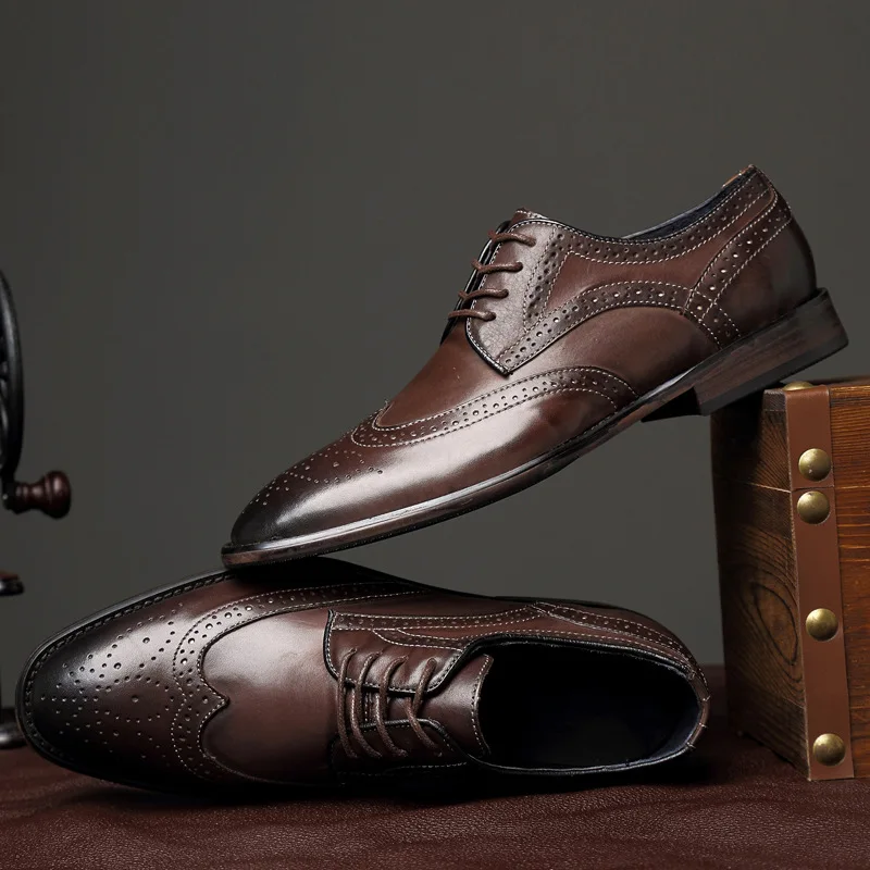 Броги Buty Meskie мужские из натуральной кожи деловые повседневные Zapatos De Hombre kpockobkn