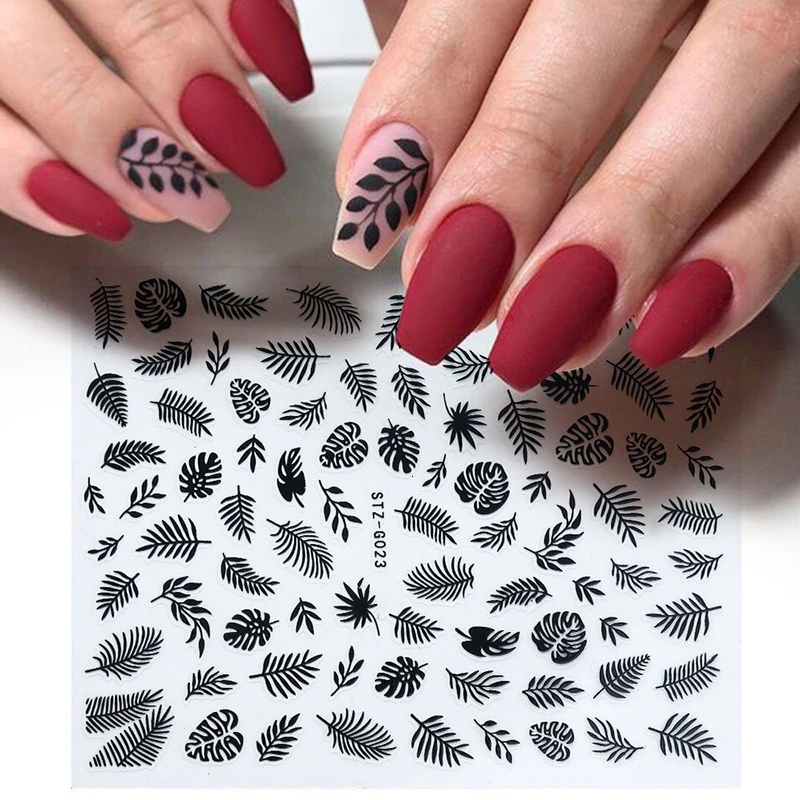 1 шт. 3D наклейки для ногтей с буквами черный золотой лист слайдеры осенний дизайн