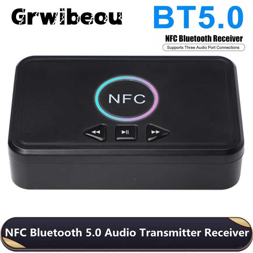 NFC Bluetooth-совместимый приемник 5,0 A2DP AUX 3,5 мм RCA разъем USB Смарт-воспроизведение стерео аудио беспроводной адаптер для автомобильного динамика
