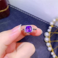 the new natural amethyst ring 925 silver womens ring the crystal is pure giving people a mysterious feeling
