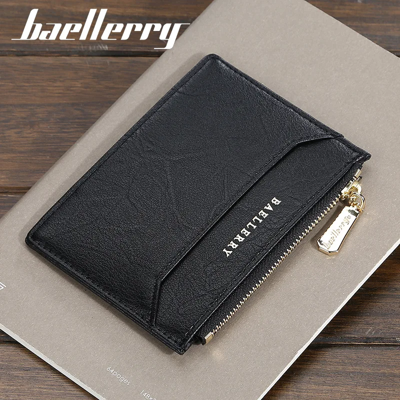 Короткий кошелек Baellerry для мужчин модный тонкий бумажник на молнии с кармашком