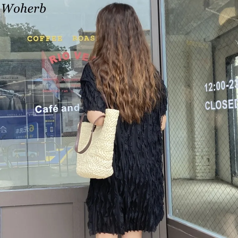 Женские платья Woherb в Корейском стиле летнее шикарное белое платье с круглым