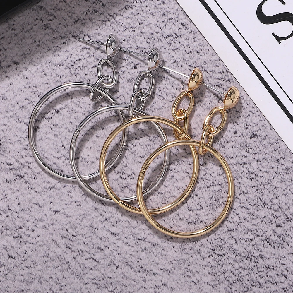 BA круглые Висячие корейские серьги новые модные женские Геометрические золотые