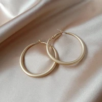 new earring fashion jewelry statement exaggeration matte gold big ring temperament simple long earring ear buckle wholesale