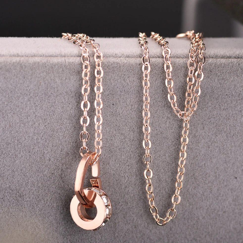 Ожерелье с подвеской в виде сердца и круга кристаллами позолоченная серебряная