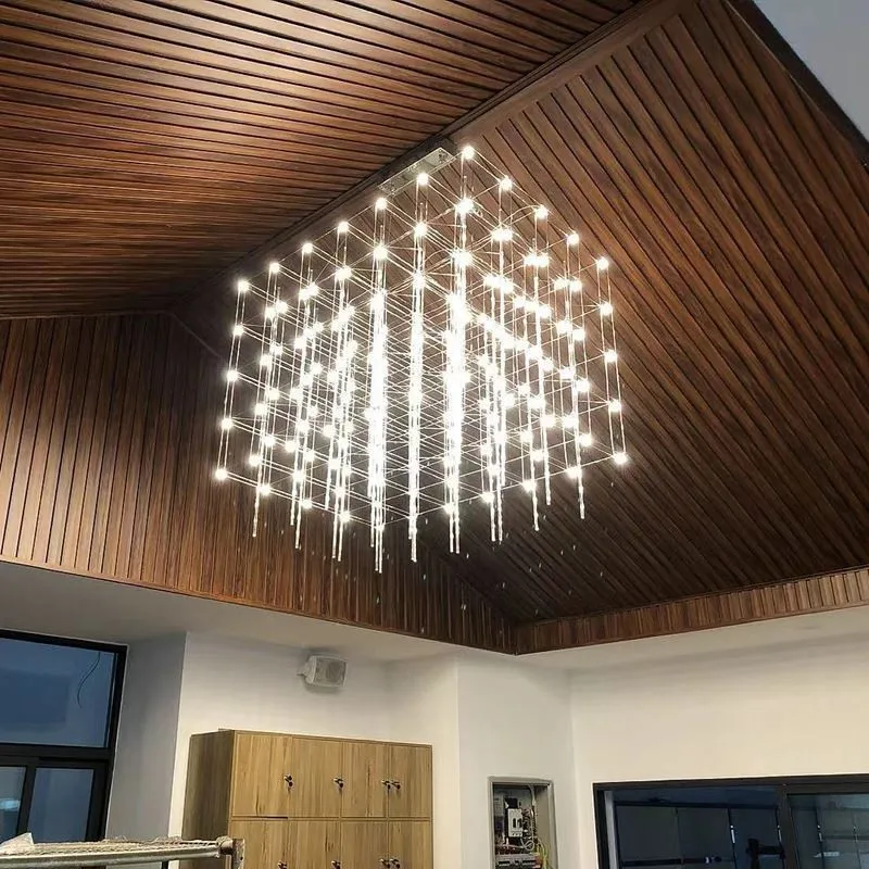 model house sales department sand table starry cube chandelier hotel lobby decoration project customized square lamp free global shipping