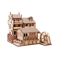 3d wooden puzzle model diy childrens hand made mechanical toys adult kit game assembly phoenix ancient town wooden kids toys