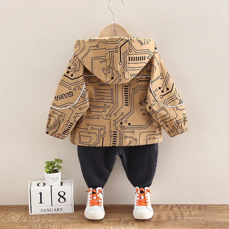 Los ni&ntilde;os de primavera ropa Casual beb&eacute; ni&ntilde;os ni&ntilde;as sudaderas con capucha abrigo chaqueta camiseta pantalones 3 unids/set ni&ntilde;os ch&aacute;ndal infantil 1, 2, 3, 4 5 a&ntilde;os-2
