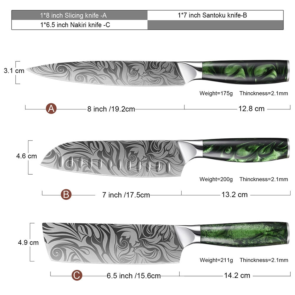 Набор кухонных ножей XITUO 1-3 шт. шеф-повара ультра острые японские ножи сантоку