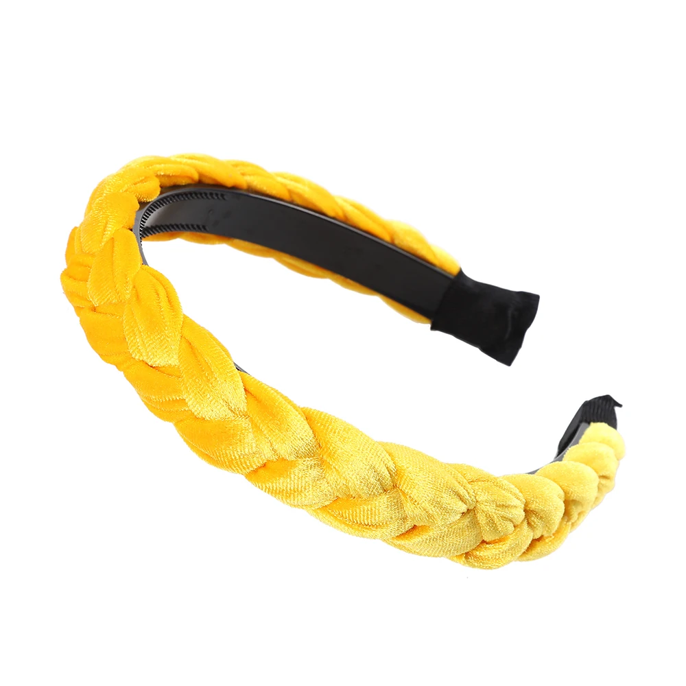 Yellow Velvet Моланские осенние аксессуары для волос, широкие блестящие плетеные повязки для волос, плетеные повязки для волос, модные повязки для волос, ободок, головной убор - Цвет: Yellow Velvet