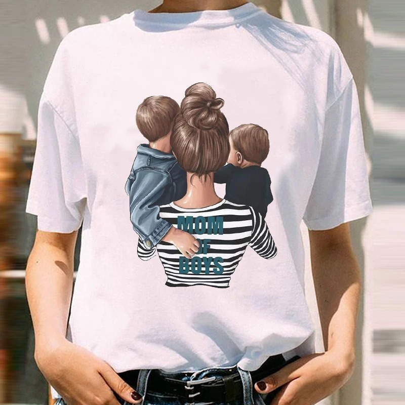 

Women Graphic 90s Happy Sweet Boy Cute Son Fashion Mom Mama Mother Cartoon Print Female Clothes Tops Tees Tshirt T-Shirt
