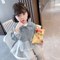 new girls denim coat 0 9 years old childrens clothing long sleeve spring and autumn baby kids clothes korean solid girls jacket
