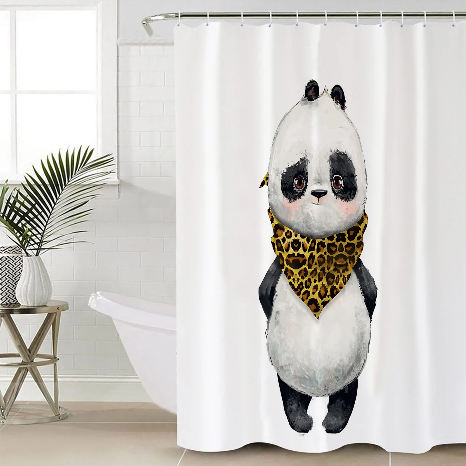 

Farm Panda Watercolor Cute Scarf Shower Curtain Bathroom Decorative Waterproof Polyester Fabric Curtain for Bathroom