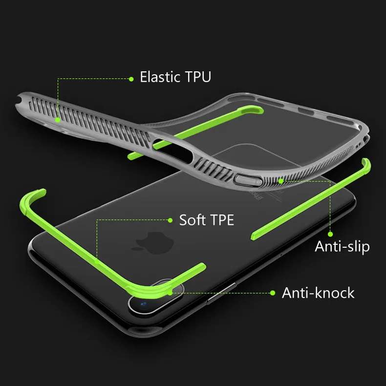 Прозрачный мягкий силиконовый чехол для iPhone X 7 6 S Plus ударопрочный 6S iphone6plus iphone7plus |