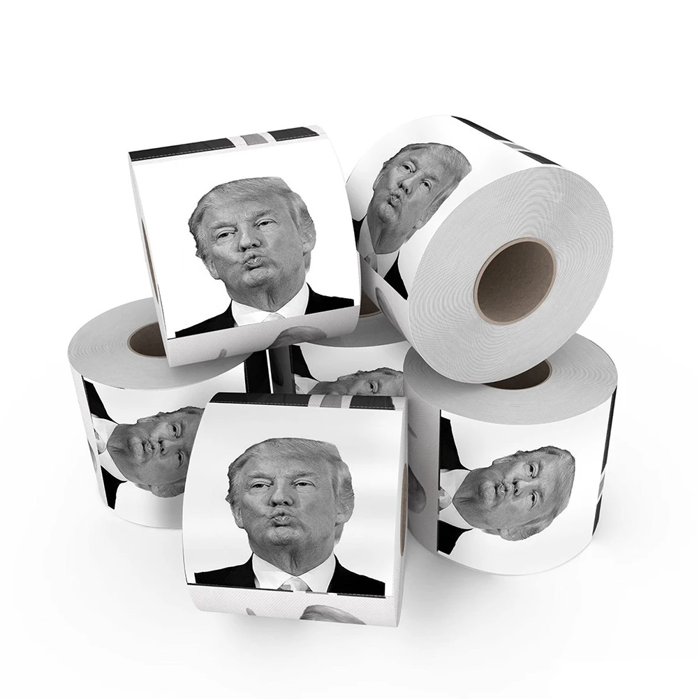 Новинка! Забавный Трамп поцелуй лицо туалетная бумага рулон холлари рулон бумаги Рождество туалетная бумага Рождественский подарок поставки ткани