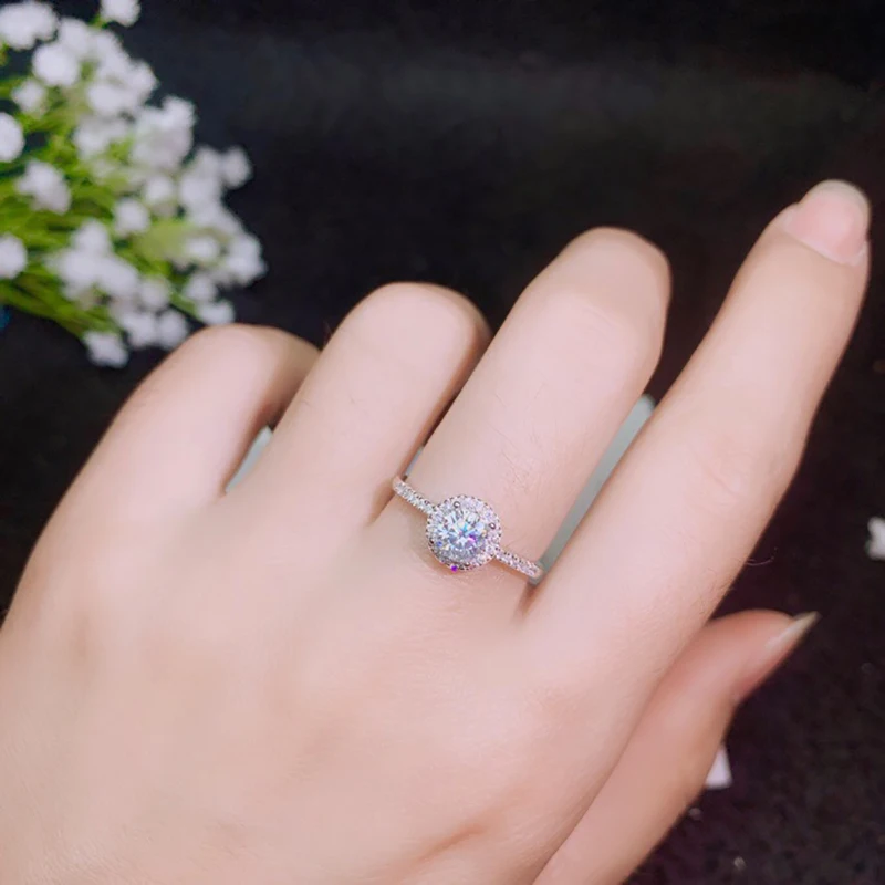 BOEYCJR 925 серебро 0.5ct/1ct/2ct/3ct F цвет Moissanite VVS обручальное свадебное кольцо с бриллиантом с национальным сертификатом для женщин