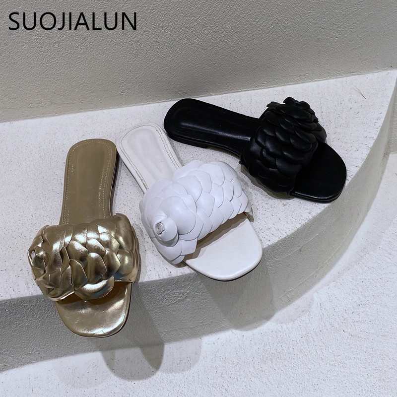 Новинка 2021 Брендовые женские тапочки SUOJIALUN летние уличные пляжные шлепанцы на
