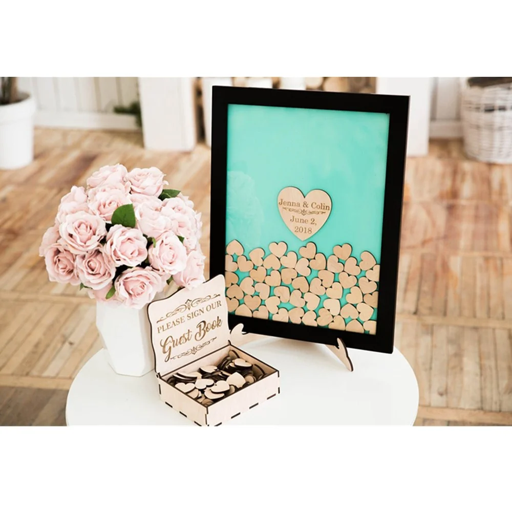 Индивидуальная книга для гостей на свадьбе деревянная рама коробка свадьбы дня