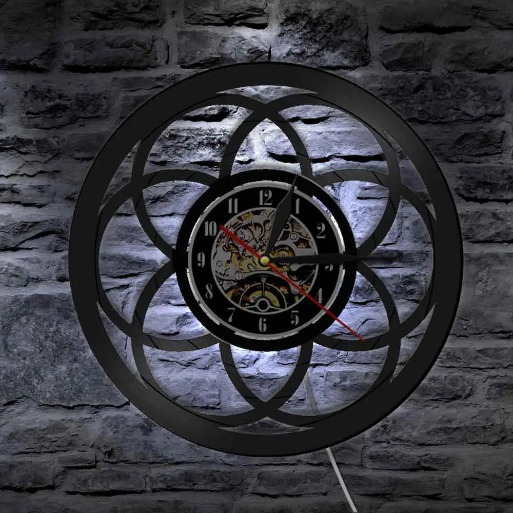 Настенные часы в стиле ретро с изображением цветка жизни Геометрическая мандала