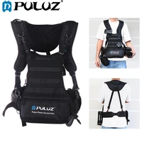 puluz double shoulders padded strap camera chest belt body harness system vest quick strap side holster waist belt for slrdslr