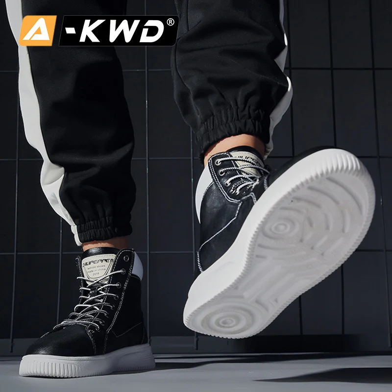 Ботинки мужские зимние из натуральной кожи модные ботинки с мехом высокие