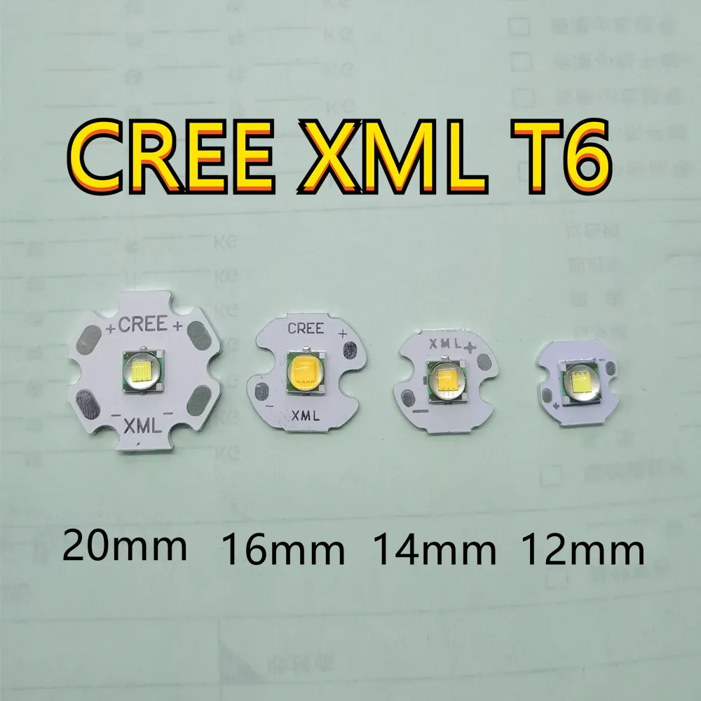 Светодисветодиодный Cree XML XM-L T6 10 Вт на 12 14 16 20 мм черно-белая печатная плата +