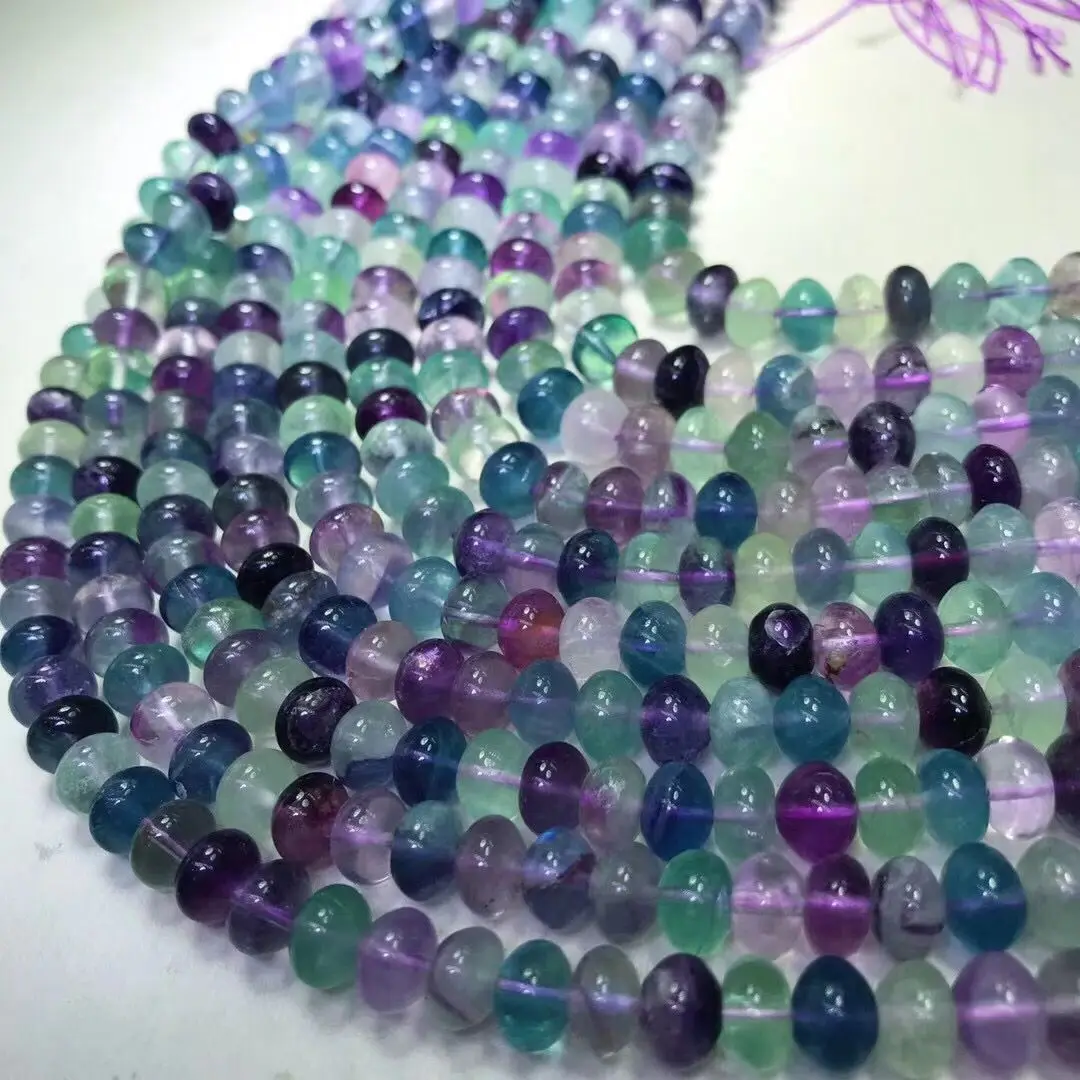 

multicolor Fluorite Roundelle 6*8mm for DIY jewelry making 36cm loose beads FPPJ wholesale beads nature gemstone