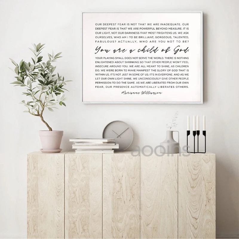 Child of God Minimalist Inspirational Quotes Wall Art Canvas Posters Prints - Our Deepest Fear | Christian Home Decor and Gift | Painting for Inspiration image 5