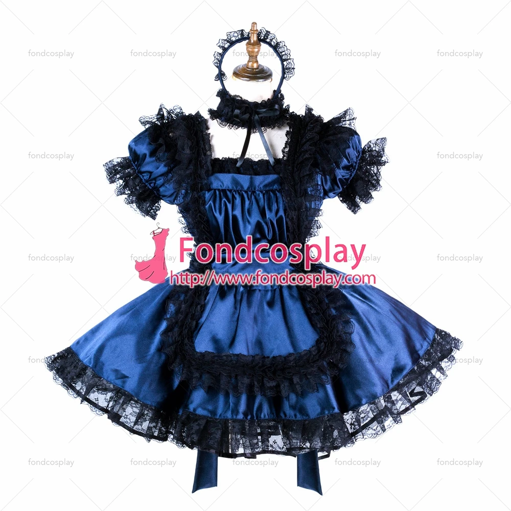 Сексуальная одежда для взрослых fondcosplay женская короткое темно-синее атласное