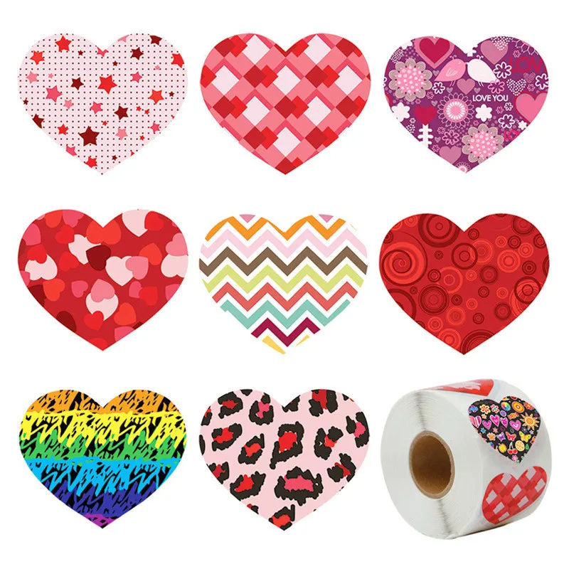 

500pcs Heart Labels Valentine's Day Gifts Paper Packaging Sticker Candy Dragee Cake Gift Box Packing Wedding Thanks Stickers