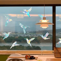9pcs electrostatic glass stickers cat hummingbird trumpet rainbow prism pvc glue free window film removable glass window grilles