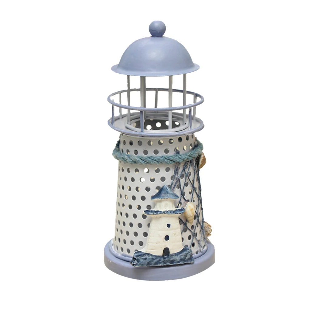 14cm Light House 1 шт. из кованого железа Морской Маяк фонарь подсвечники морская тема домашний кафе Настольный центральный - Цвет: 14cm Light House