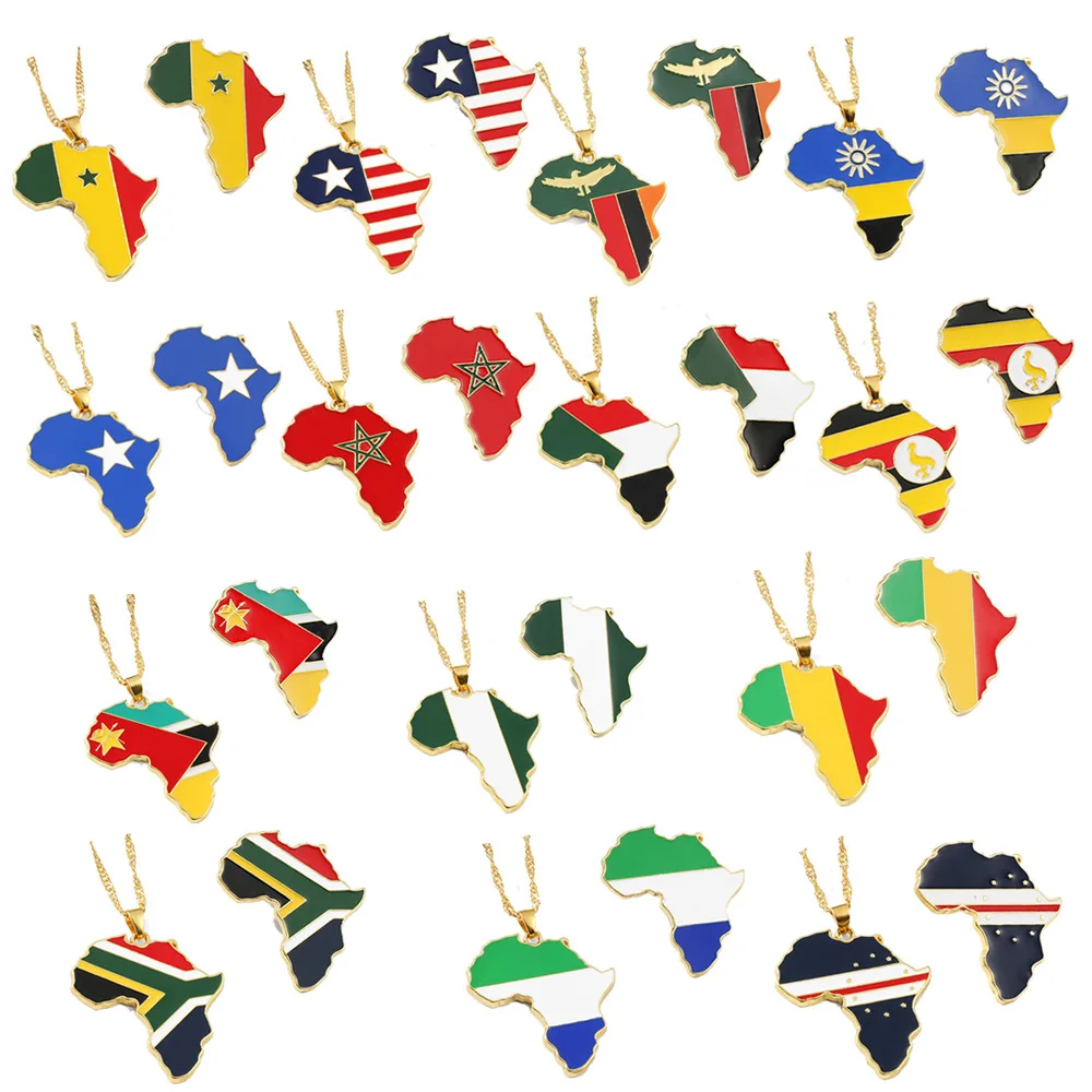 

New Hip-hop Africa Map Pendant Necklace Jewelry Ghana Nigeria Congo Sudan Somalia Uganda Zimbabwe Zambia Liberia