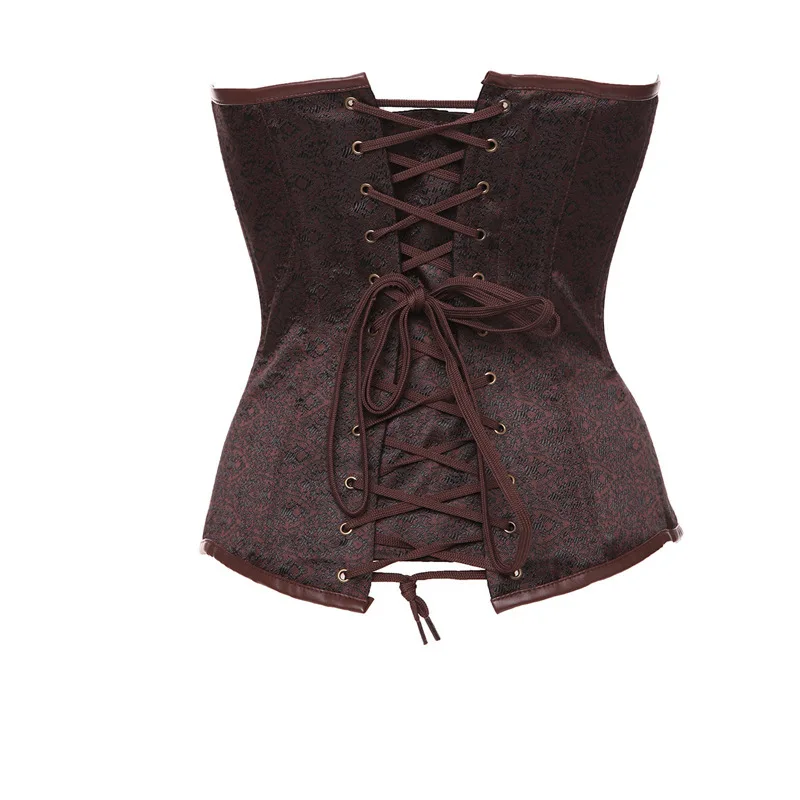 Сексуальное женское стимпанк корсет коричневого цвета размера плюс S 6XL